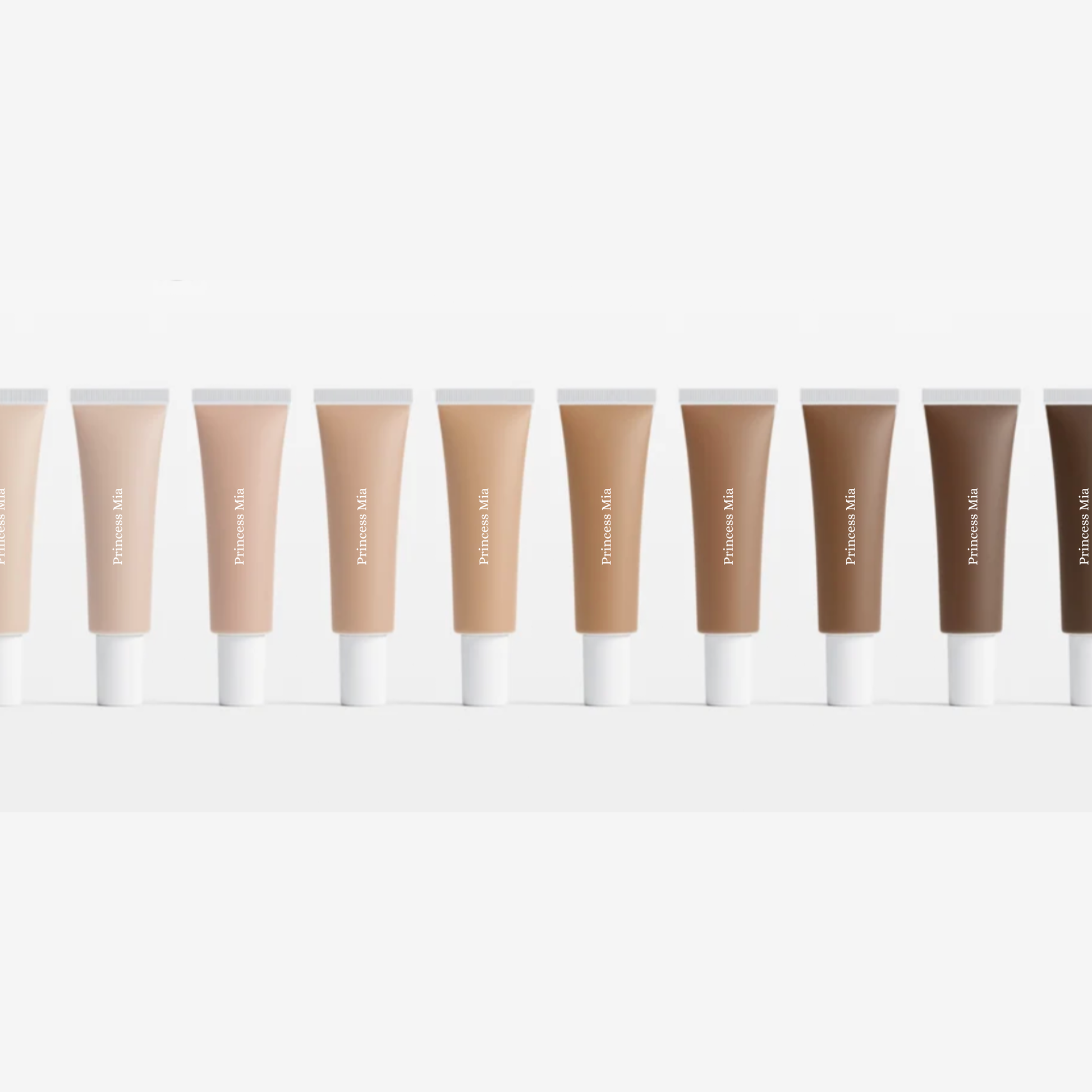 Princess Mia Filter Finish Foundation available in 10 inclusive shades for fair, light, medium, tan, and deep skin tones.